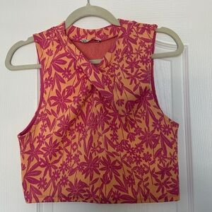 Zara Pink and Orange Sleeveless Crop Tank Top